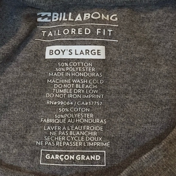 Billabong tailored fit boy’s surf skate tee shirt large - Picture 2 of 3